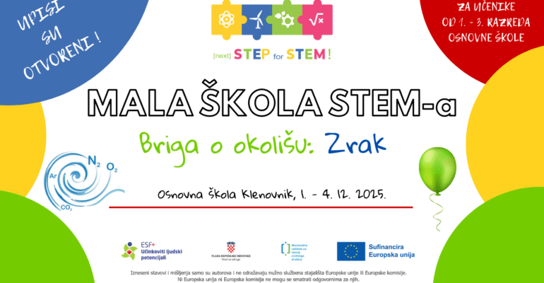 Otvoreni upisi u 1. ciklus Male STEM škole „Briga o okolišu: Zrak“