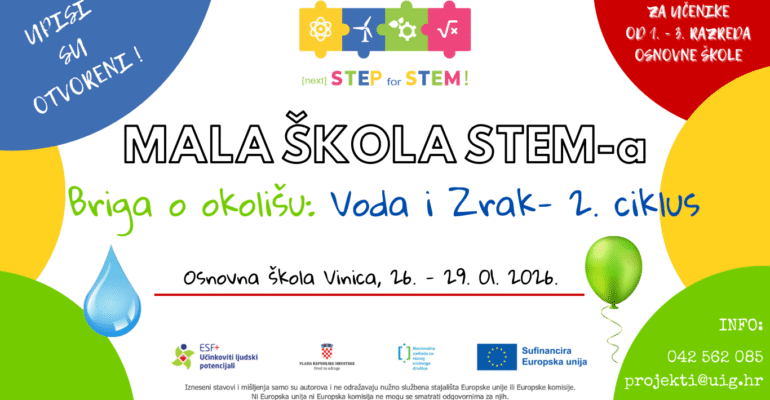 Otvoreni upisi u 2. ciklus Malih STEM škola „Briga o okolišu: Zrak i Voda“