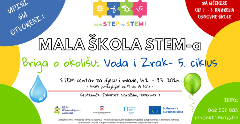 Otvoreni upisi u 5. ciklus Malih STEM škola „Briga o okolišu: Voda“ i „Briga o okolišu: Zrak“