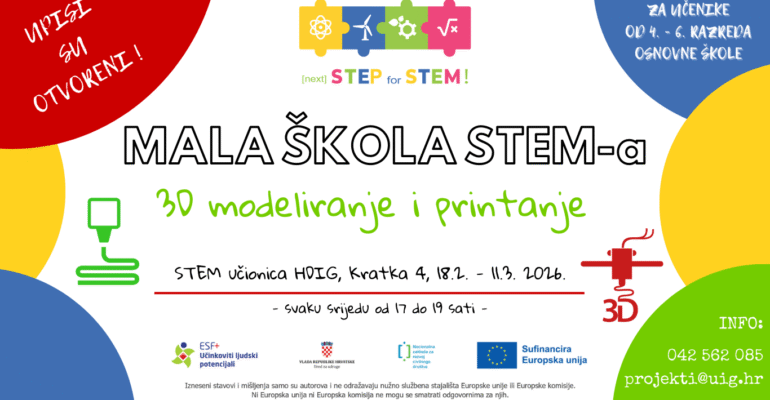 Otvoreni upisi u 2. ciklus Male STEM škole „3D modeliranje“