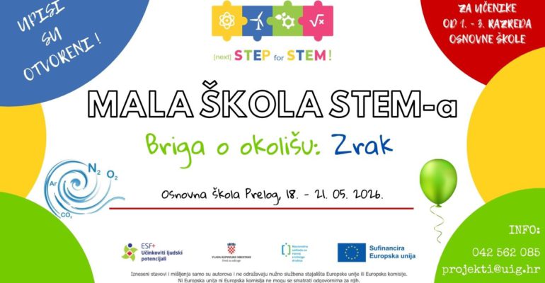 Otvoreni upisi u 6. ciklus Male STEM škole „Briga o okolišu: Zrak“