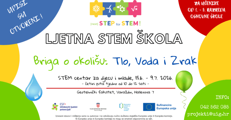 Otvoreni upisi u Ljetne STEM škole „Briga o okolišu: Tlo, Voda i Zrak“